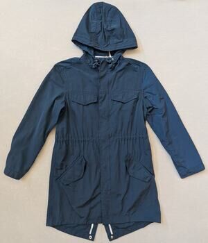 Madewell Hooded Fielder Anorak Jacket Women's Small Navy Blue Utility Field Coat